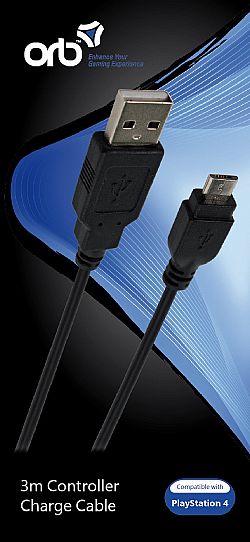 USB to Micro USB 3m Charge Cable PS4 (ORB)