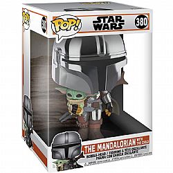 FUNKO POP! Mandalorian with the Child (Metallic) Supersized #380 Bobble-Head