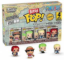 Funko Bitty Pop! 4-Pack One Piece - Monkey D. Luffy, Roronoa Zoro, Axe-Hand Morgan, Bitty Pop! Chase Vinyl Figures